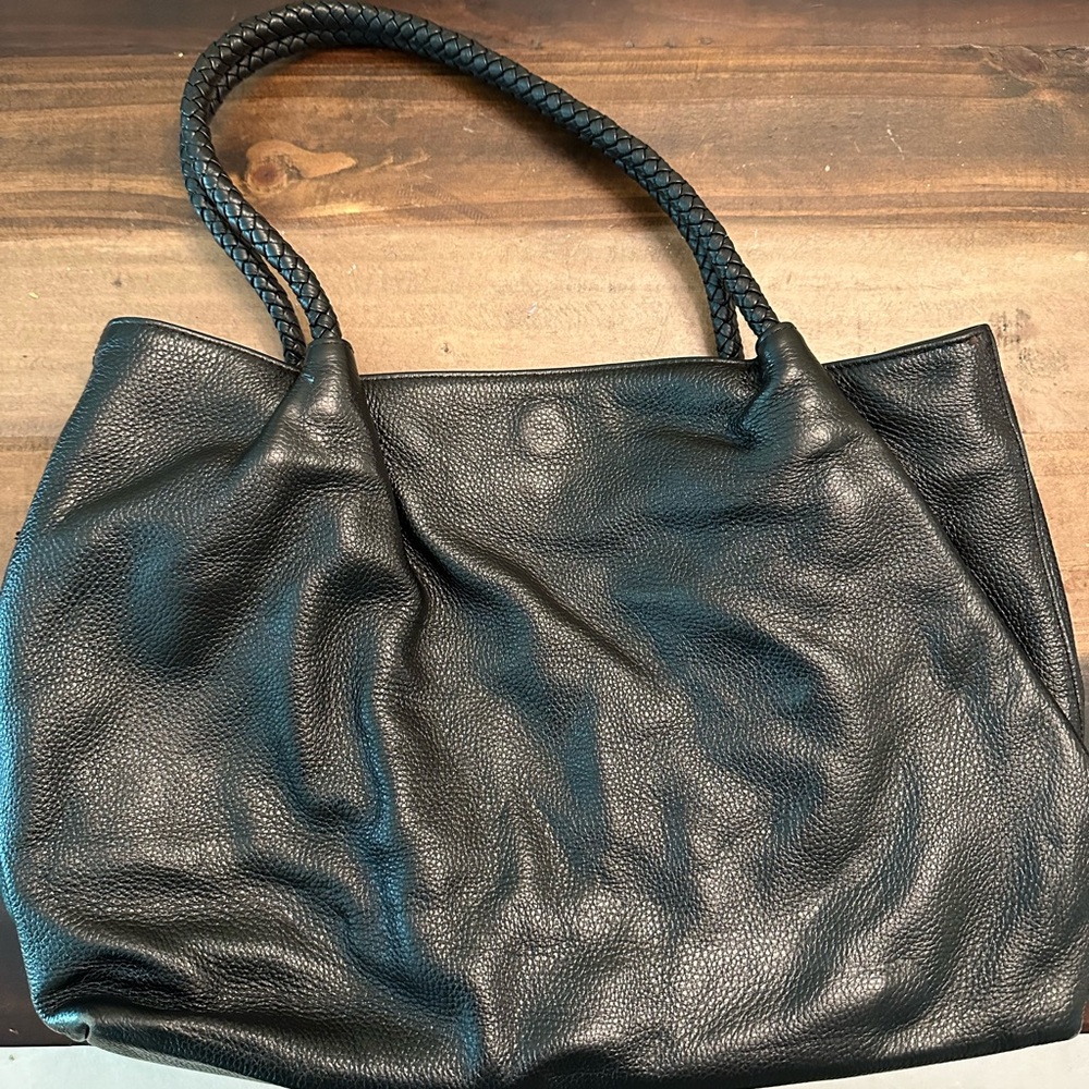 Elegant Black Leather Tote Bag